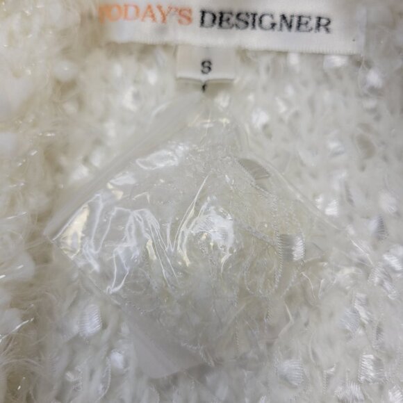 Sparkly White Faux Fur Open Front Knit Cardigan Sweater Size S and Size L - Picture 12 of 14